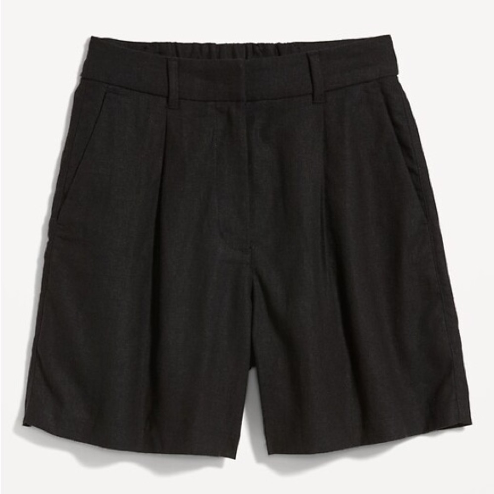 Old Navy Women’s Extra High Waisted Linen Blend Black Shorts Size Medium NWOT